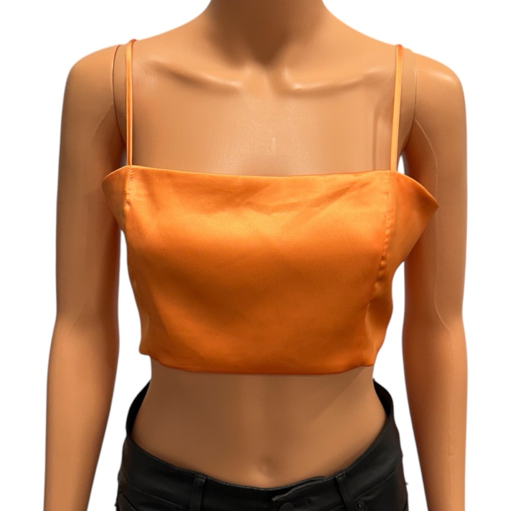 HOUSE OF HARLOW 1960 Crop Top Soft Satiny Effect Orange Sorbet NWT Size Medium